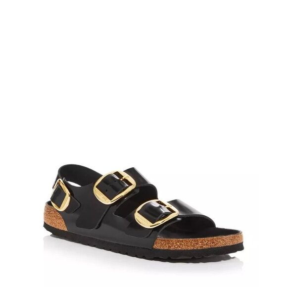 NIB Birkenstock Milano Big Buckle High Shine 36 Black Gold NEW Sandals $175 - Picture 2 of 9